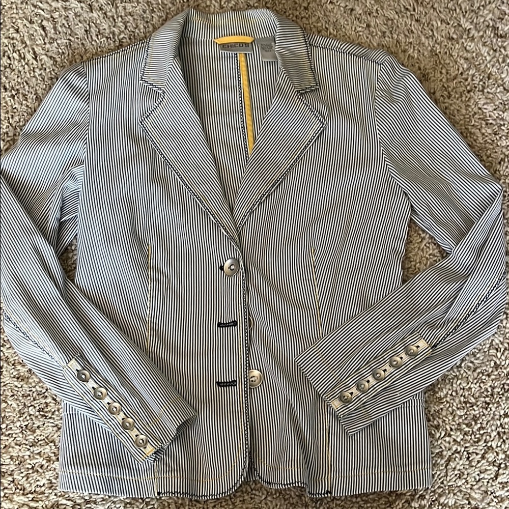 Women's Cotton Striped Lightweight Blazer Jacket
